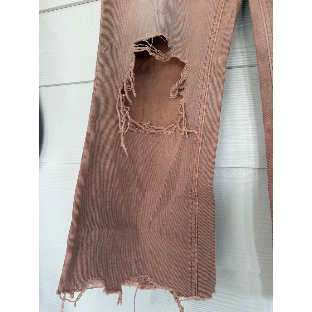 #D- 024- Vervet Pink Distressed Wide Leg High Rise Jeans V2736BM Womens 29 - Picture 5 of 9